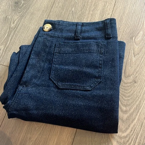 COPY - The Colette Sparkle Denim Cropped Wide-Leg Jeans by Maeve Size 28